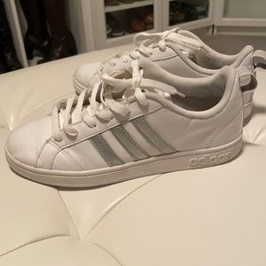 Adidas white and silver shoes